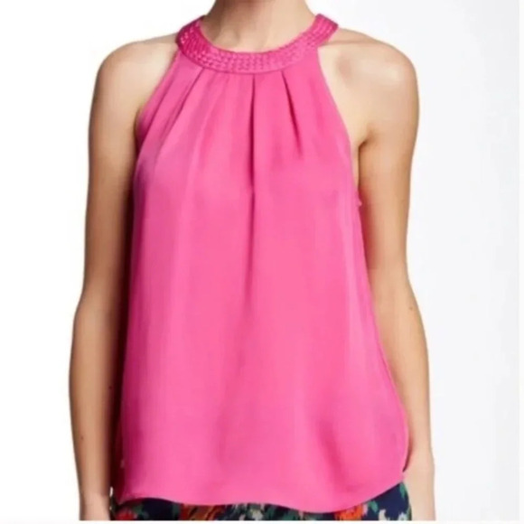 Joie Fantina Braided-Collar Silky Pleated Halter Style Tank Size Medium - Picture 1 of 6